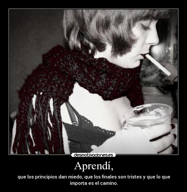 Aprendí, - que los principios dan miedo, que los finales son tristes y que lo que
importa es el camino.