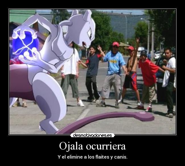 Ojala ocurriera - Y el elimine a los flaites y canis.