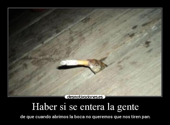 Haber si se entera la gente - de que cuando abrimos la boca no queremos que nos tiren pan.