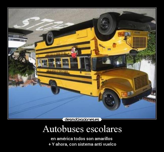 Autobuses escolares - en américa todos son amarillos 
+ Y ahora, con sistema anti vuelco