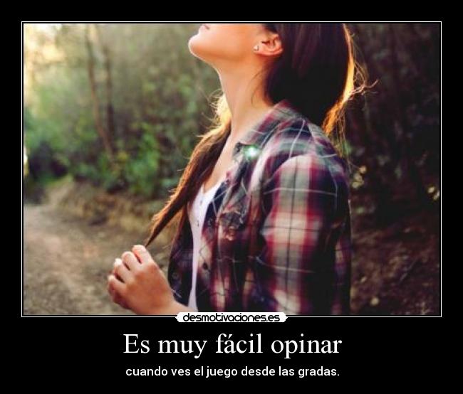 Es muy fácil opinar - cuando ves el juego desde las gradas.