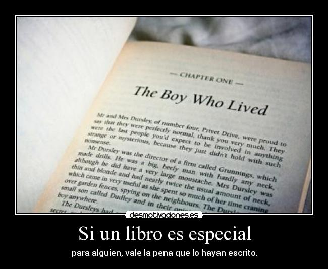 Si un libro es especial - para alguien, vale la pena que lo hayan escrito.