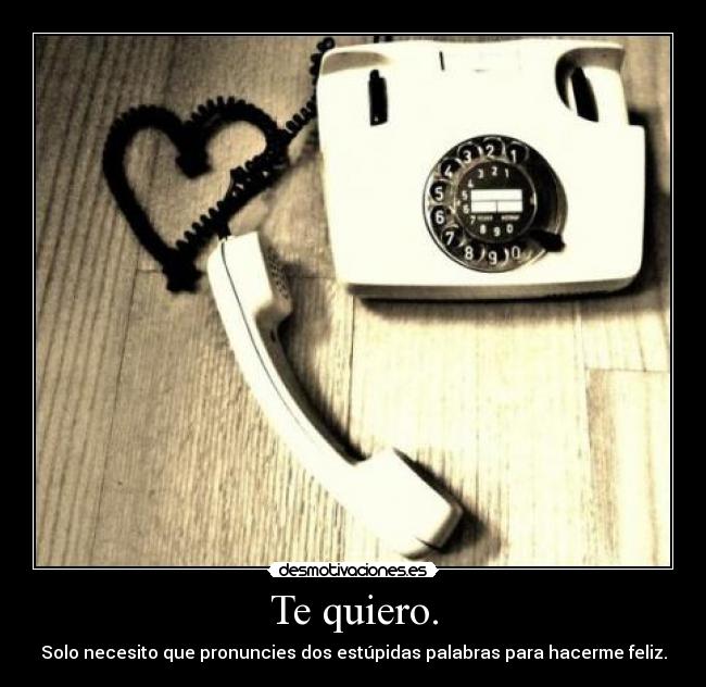 Te quiero. - Solo necesito que pronuncies dos estúpidas palabras para hacerme feliz.