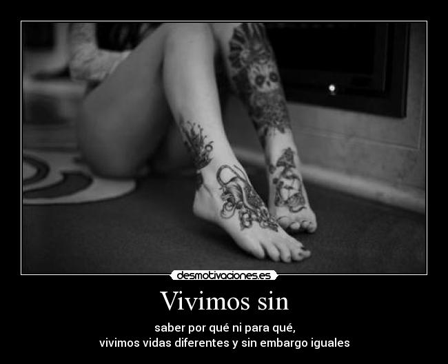 Vivimos sin - saber por qué ni para qué,
vivimos vidas diferentes y sin embargo iguales