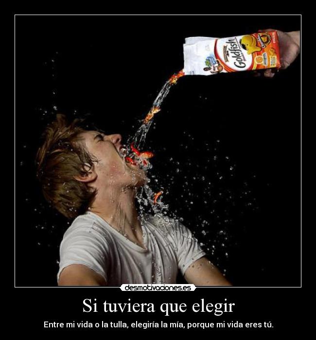 Si tuviera que elegir - Entre mi vida o la tulla, elegiría la mía, porque mi vida eres tú.