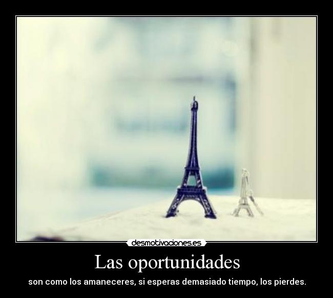 Las oportunidades - son como los amaneceres, si esperas demasiado tiempo, los pierdes.