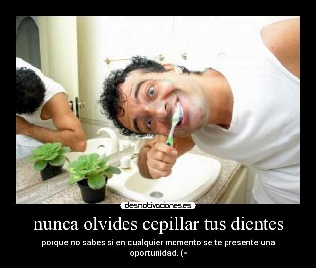 carteles nunca olvides dientes cepillar porque sabes momento presente oportunidad desmotivaciones