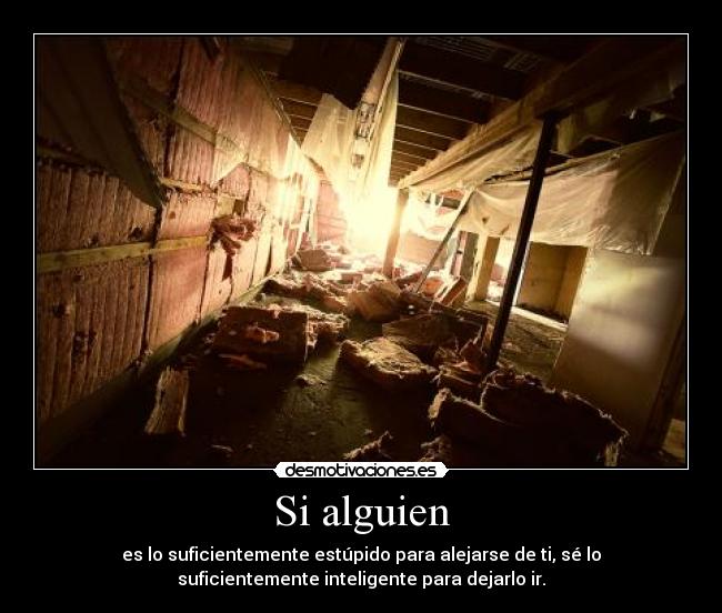 Si alguien - es lo suficientemente estúpido para alejarse de ti, sé lo
suficientemente inteligente para dejarlo ir.