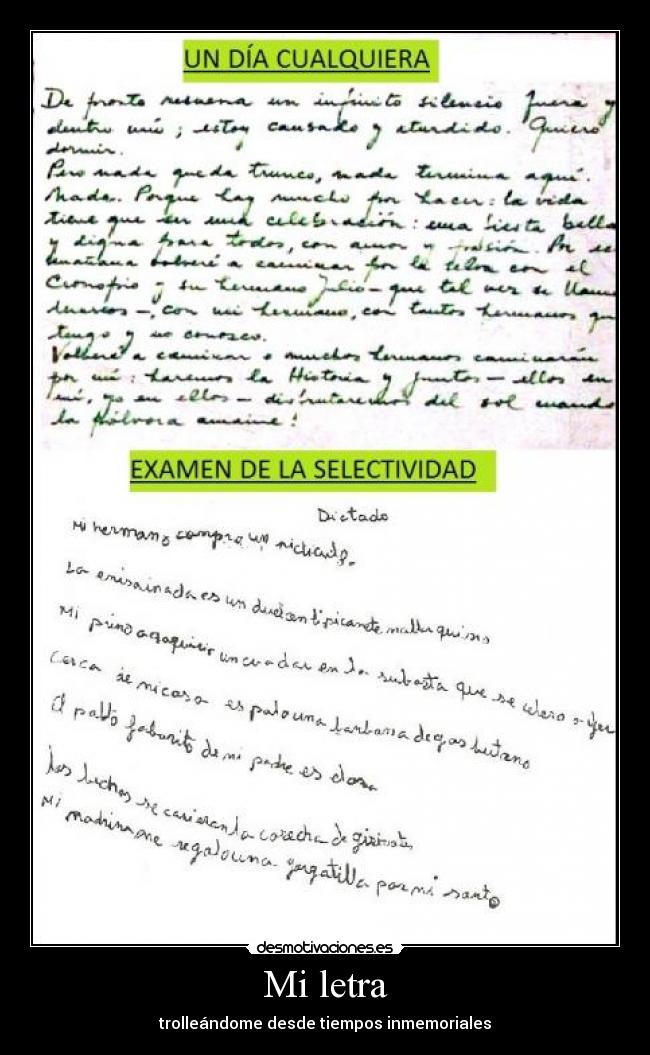 Mi letra - trolleándome desde tiempos inmemoriales