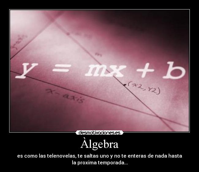 Àlgebra - es como las telenovelas, te saltas uno y no te enteras de nada hasta
la proxima temporada...