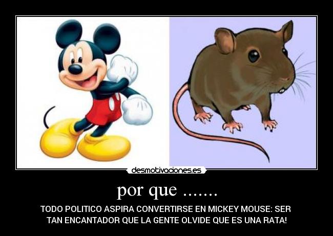 por que ....... - TODO POLITICO ASPIRA CONVERTIRSE EN MICKEY MOUSE: SER
TAN ENCANTADOR QUE LA GENTE OLVIDE QUE ES UNA RATA!