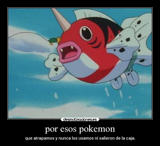 por esos pokemon - que atrapamos y nunca los usamos ni salieron de la caja.