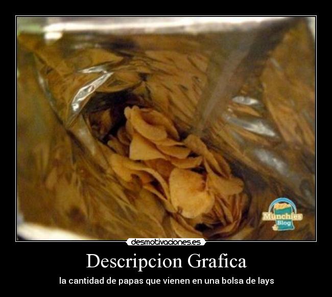 Descripcion Grafica - la cantidad de papas que vienen en una bolsa de lays