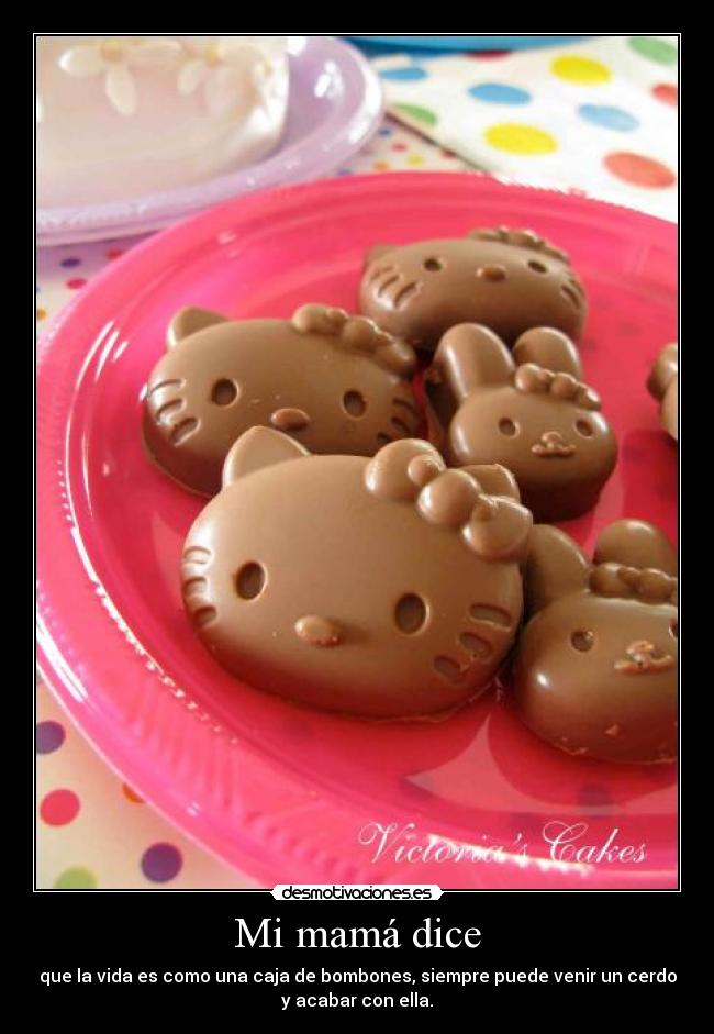 Mi mamá dice - que la vida es como una caja de bombones, siempre puede venir un cerdo
y acabar con ella.