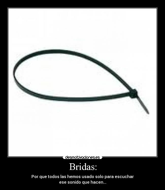 Bridas: - Por que todos las hemos usado solo para escuchar
ese sonido que hacen...