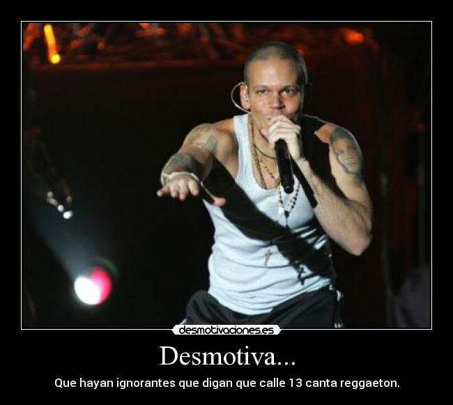 Desmotiva... - Que hayan ignorantes que digan que calle 13 canta reggaeton.