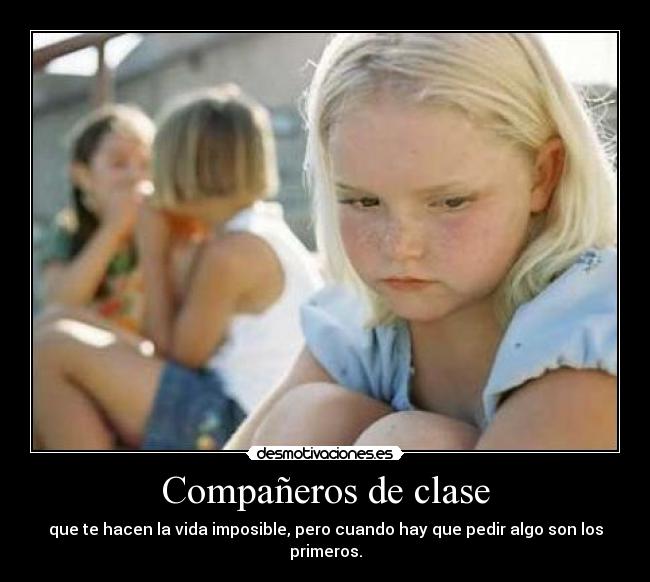 Compañeros de clase - que te hacen la vida imposible, pero cuando hay que pedir algo son los primeros.