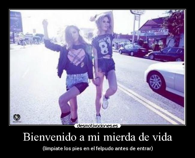 carteles vida bienvenido mierda vida limpiate los pies felpudo antes entrar desmotivaciones