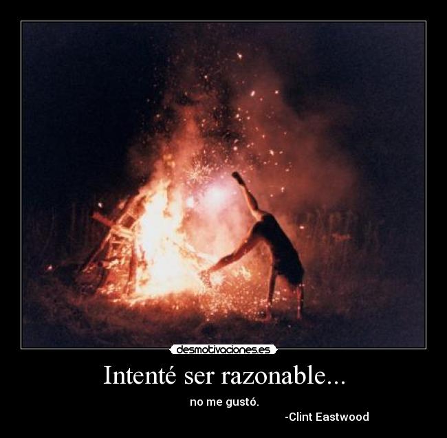 Intenté ser razonable... - no me gustó.
-Clint Eastwood