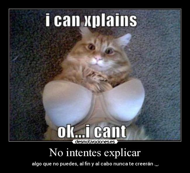 No intentes explicar - algo que no puedes, al fin y al cabo nunca te creerán ._.