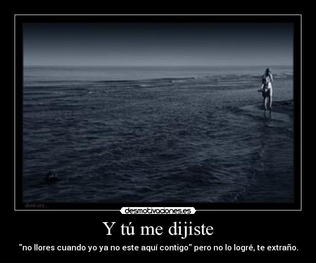 Y tú me dijiste - no llores cuando yo ya no este aquí contigo pero no lo logré, te extraño.