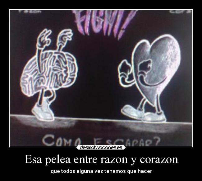 Esa pelea entre razon y corazon -