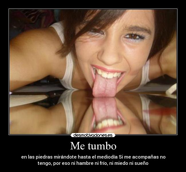 Me tumbo - en las piedras mirándote hasta el mediodía Si me acompañas no
tengo, por eso ni hambre ni frío, ni miedo ni sueño