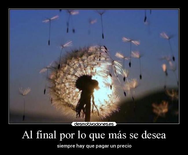 Al final por lo que más se desea - siempre hay que pagar un precio