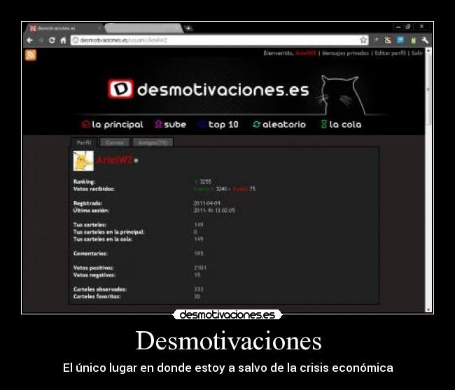 Desmotivaciones - El único lugar en donde estoy a salvo de la crisis económica