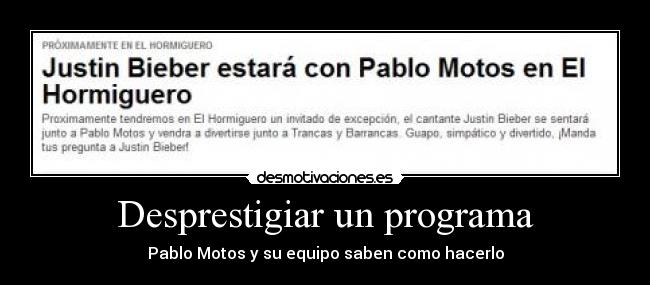 Desprestigiar un programa - 
