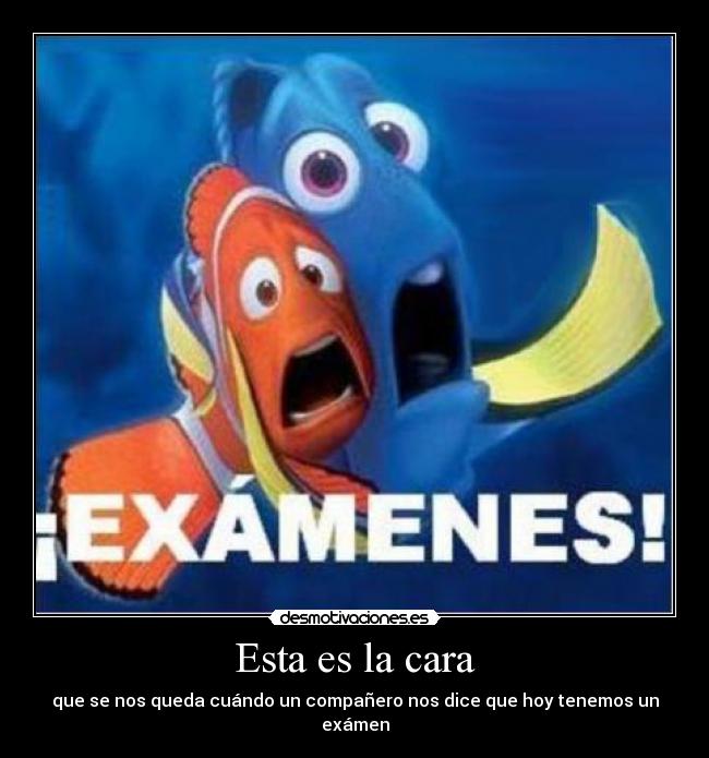 Esta es la cara - que se nos queda cuándo un compañero nos dice que hoy tenemos un exámen