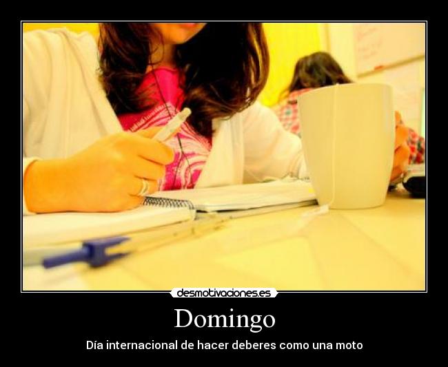 Domingo - Día internacional de hacer deberes como una moto