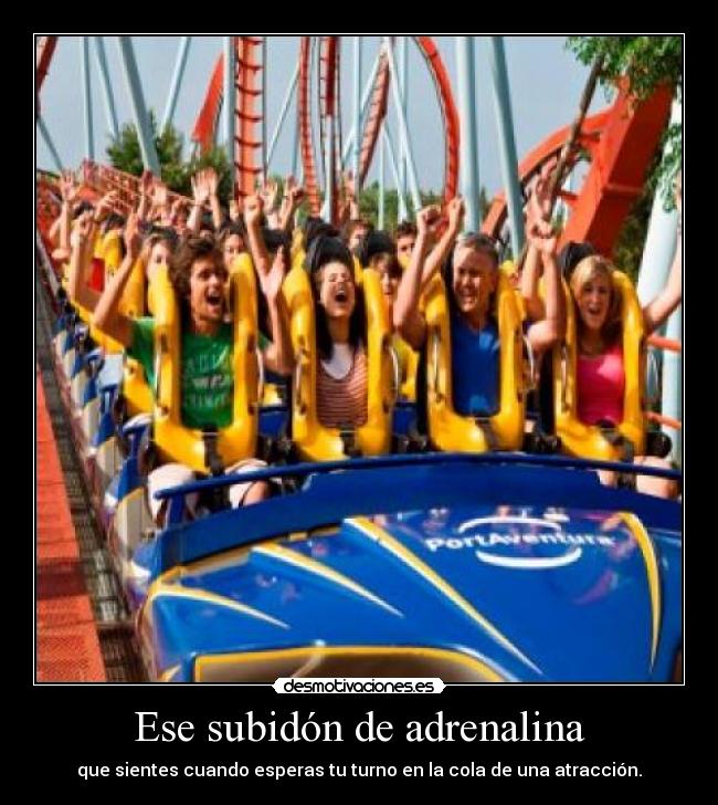Ese subidón de adrenalina - que sientes cuando esperas tu turno en la cola de una atracción.