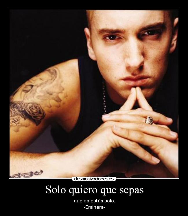 Solo quiero que sepas - que no estás solo.
-Eminem-