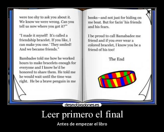 Leer primero el final - Antes de empezar el libro