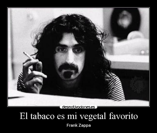 El tabaco es mi vegetal favorito - Frank Zappa