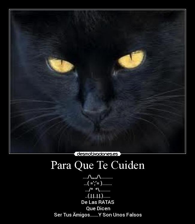 Para Que Te Cuiden - ..../\„,„/\..........
...( =;= )........
.../*♥♥*\.........
..(.|.|..|.|.)......
De Las RATAS
 Que Dicen
Ser Tus Ämigos.......Y Son Unos Falsos