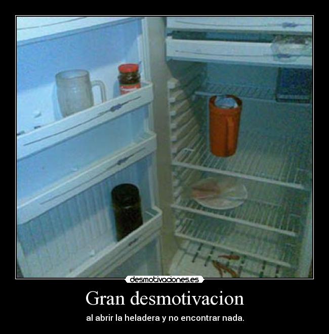 Gran desmotivacion - al abrir la heladera y no encontrar nada.
