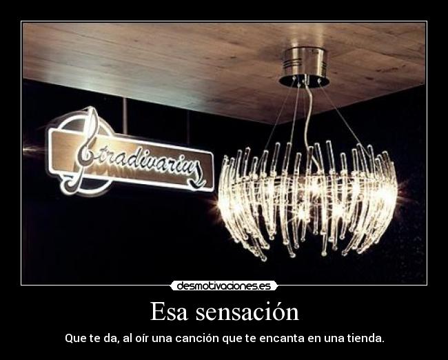 Esa sensación - Que te da, al oír una canción que te encanta en una tienda.