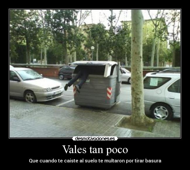 Vales tan poco - Que cuando te caiste al suelo te multaron por tirar basura