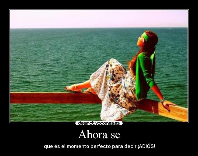 Ahora se - que es el momento perfecto para decir ¡ADIÓS!