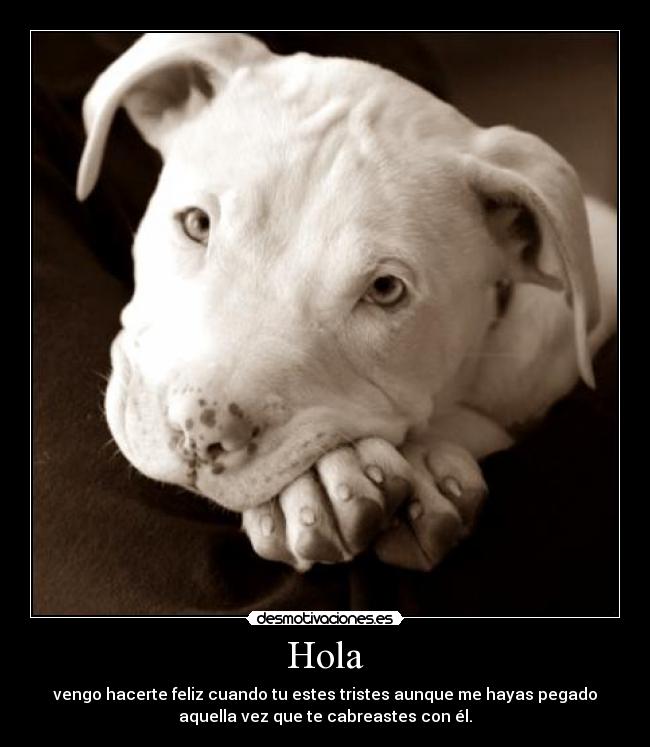 Hola - vengo hacerte feliz cuando tu estes tristes aunque me hayas pegado
aquella vez que te cabreastes con él.