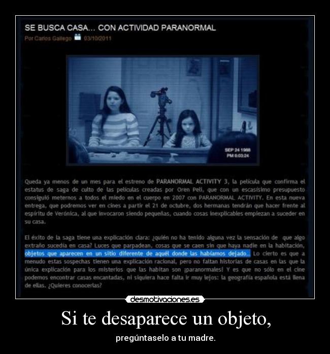 Si te desaparece un objeto, - 