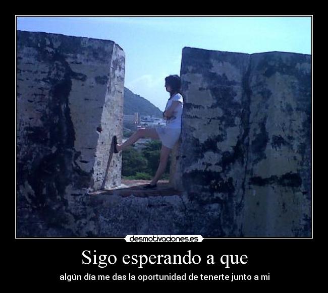Sigo esperando a que - algún día me das la oportunidad de tenerte junto a mi