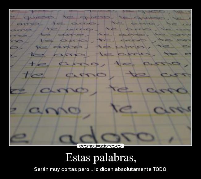 Estas palabras, - Serán muy cortas pero... lo dicen absolutamente TODO.
