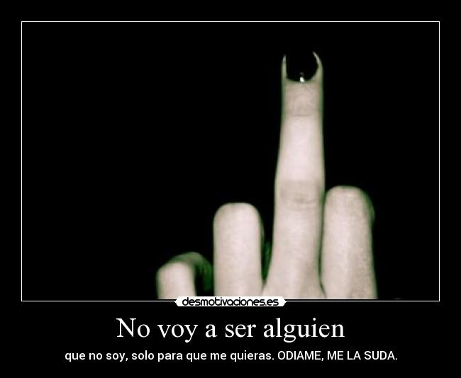 No voy a ser alguien - que no soy, solo para que me quieras. ODIAME, ME LA SUDA.