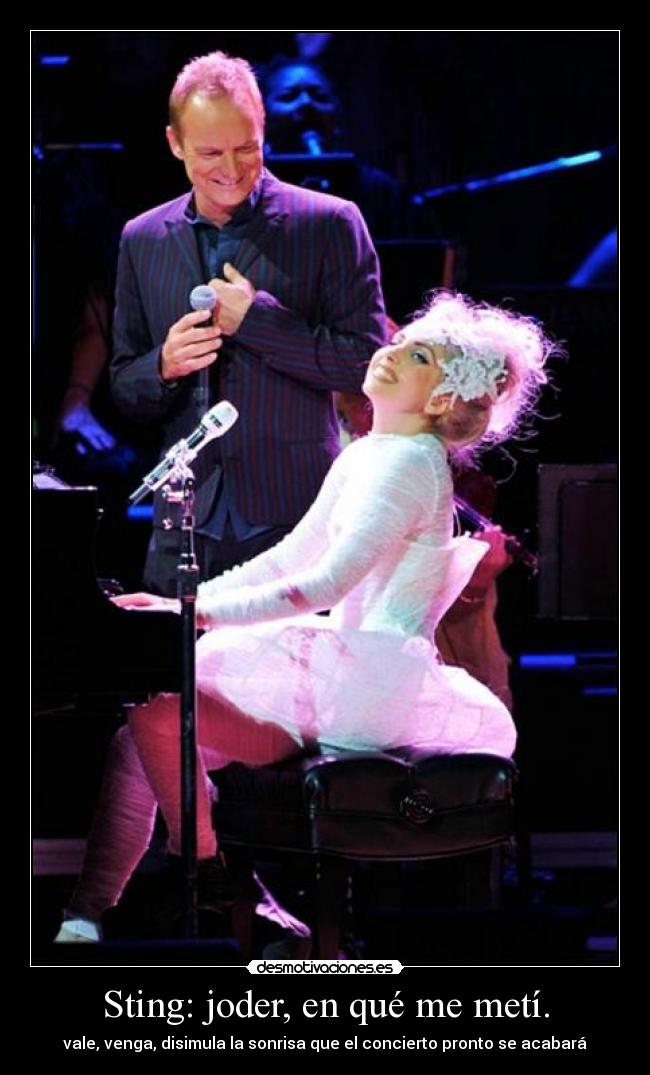 Sting: joder, en qué me metí. - vale, venga, disimula la sonrisa que el concierto pronto se acabará