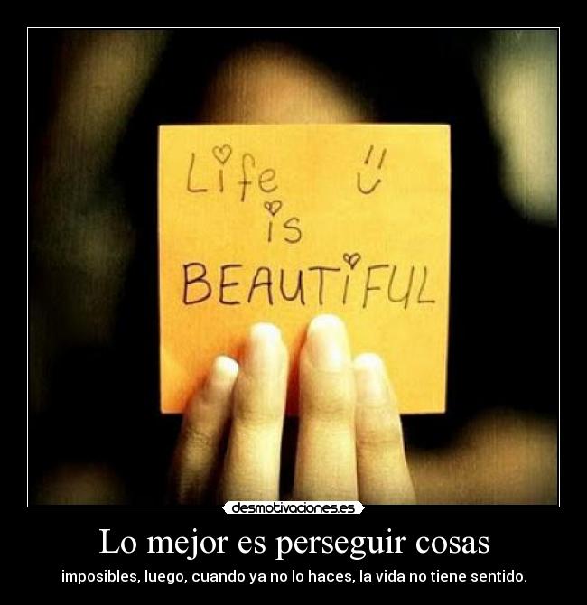 Lo mejor es perseguir cosas - imposibles, luego, cuando ya no lo haces, la vida no tiene sentido.