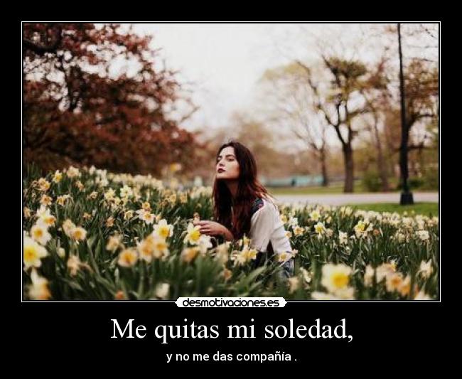 Me quitas mi soledad, - y no me das compañía .