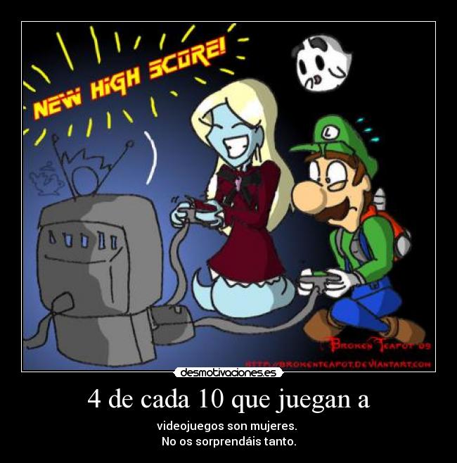 4 de cada 10 que juegan a - videojuegos son mujeres. 
No os sorprendáis tanto.